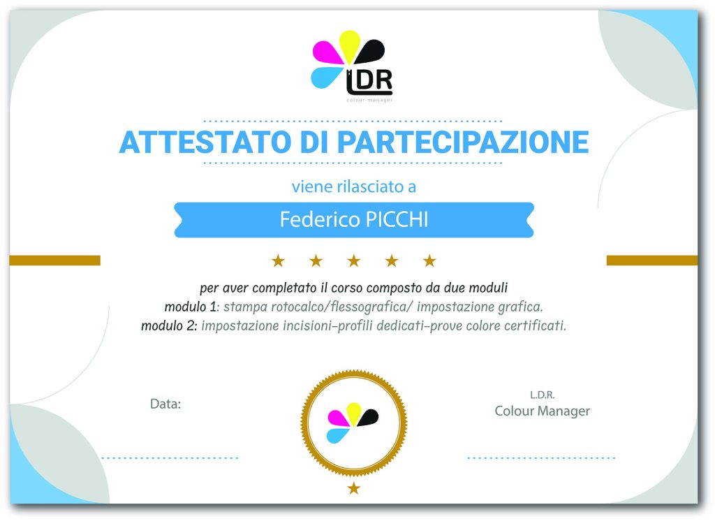 Attestato Corsi LDRcolourmanager